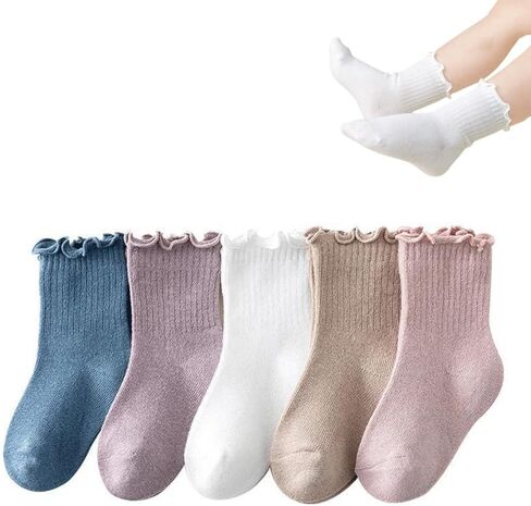 Toddler Girl Ruffle Socks Baby Girls Knee High Socks | Soft Cotton,Stretch & Breathable,Cute Frilly Cuff,Flower & Bow,Newborn/Infant Long Tube Socks,School/Daily/Dress Wear in Saudi Arabia