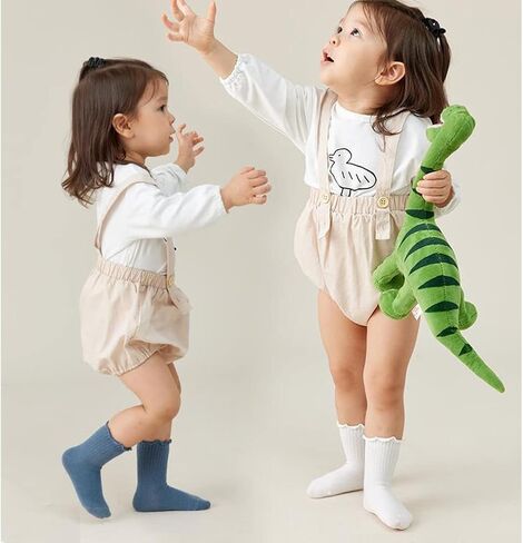 Toddler Girl Ruffle Socks Baby Girls Knee High Socks | Soft Cotton,Stretch & Breathable,Cute Frilly Cuff,Flower & Bow,Newborn/Infant Long Tube Socks,School/Daily/Dress Wear in Saudi Arabia