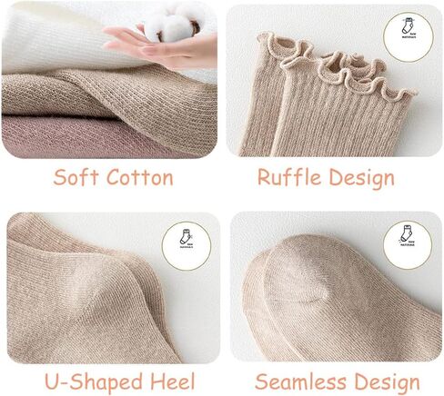Toddler Girl Ruffle Socks Baby Girls Knee High Socks | Soft Cotton,Stretch & Breathable,Cute Frilly Cuff,Flower & Bow,Newborn/Infant Long Tube Socks,School/Daily/Dress Wear in Saudi Arabia