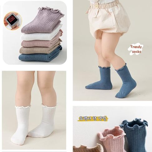 Toddler Girl Ruffle Socks Baby Girls Knee High Socks | Soft Cotton,Stretch & Breathable,Cute Frilly Cuff,Flower & Bow,Newborn/Infant Long Tube Socks,School/Daily/Dress Wear in Saudi Arabia