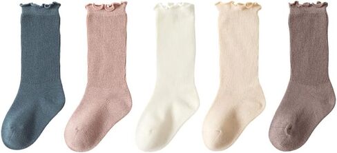 Toddler Girl Ruffle Socks Baby Girls Knee High Socks | Soft Cotton,Stretch & Breathable,Cute Frilly Cuff,Flower & Bow,Newborn/Infant Long Tube Socks,School/Daily/Dress Wear in Saudi Arabia
