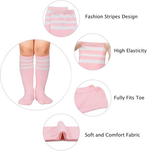 Durio Kids Soccer Socks Soft Cotton Toddler Soccer Socks for Boys and Girls Knee High Sports Tube Socks in Kuwait