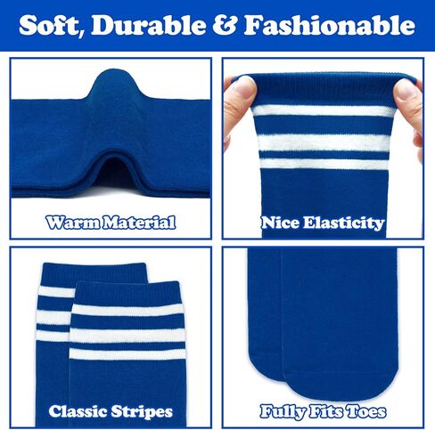 Sarfel Kids Soccer Socks Toddler Soccer Socks Girls Boys Soccer Socks Kids Tube Socks with Stripes Toddler Knee High Socks in Kuwait