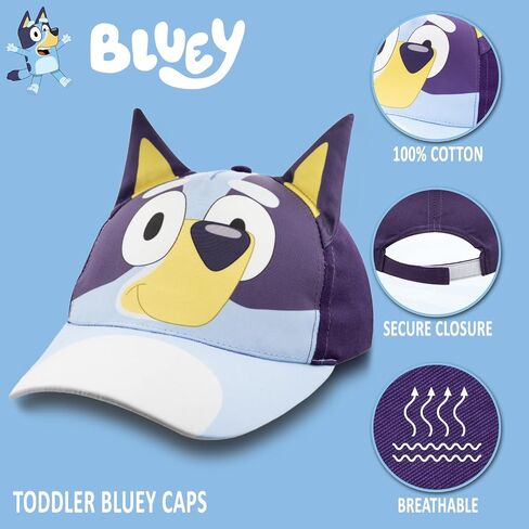 Bluey Toddler Baseball Cap – Cute Bluey Hat for Kids – Adjustable Toddler Ball Cap – Funny Cap for Kids with Flat Ears – Fun Cartoon Kids Baseball Cap – Breathable Cotton Hat in Kuwait