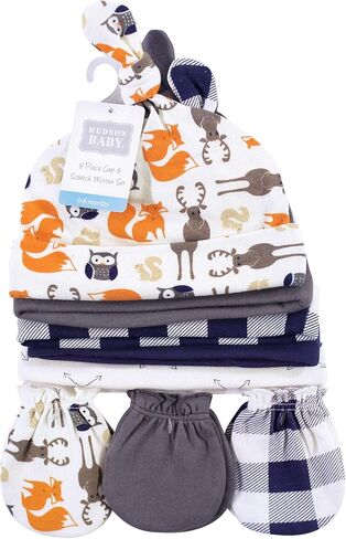 Hudson Baby Unisex Baby Cotton Cap and Scratch Mitten Set in Saudi Arabia