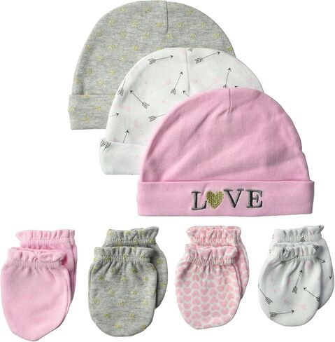 Hudson Baby Unisex Baby Cotton Cap and Scratch Mitten Set in Saudi Arabia