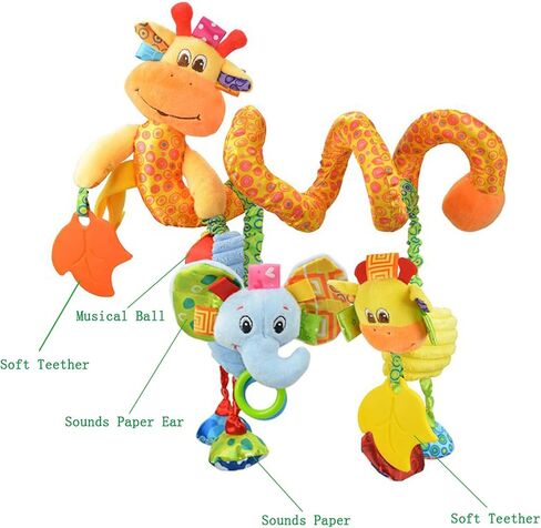 VX-star Baby Pram Crib Ornament Hangings Yellow Cute Little Deer Shape Design Spiral Plush Toys Stroller and Travel Activity Toy in Saudi Arabia