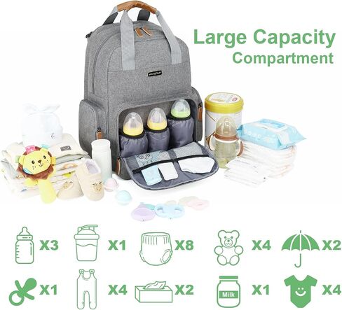 Diaper Bag Backpack with Changing Station, Baby Diaper Organizer Travel Bag | Large Capacity Diaper Bag for Moms Dads - Fold Out Changing Pad, Insulated Pockets, Stroller Straps, Baby Eessentials in Saudi Arabia