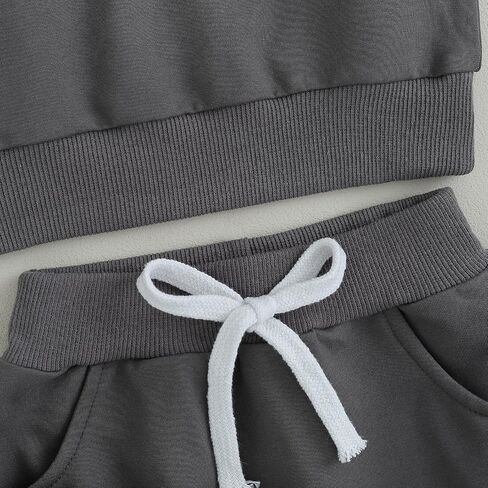 Kupretty Toddler Baby Boy Fall Winter Clothes Color Block Long Sleeve Sweatshirt Pullover Tops + Joggers Pants Outfit Set in Saudi Arabia