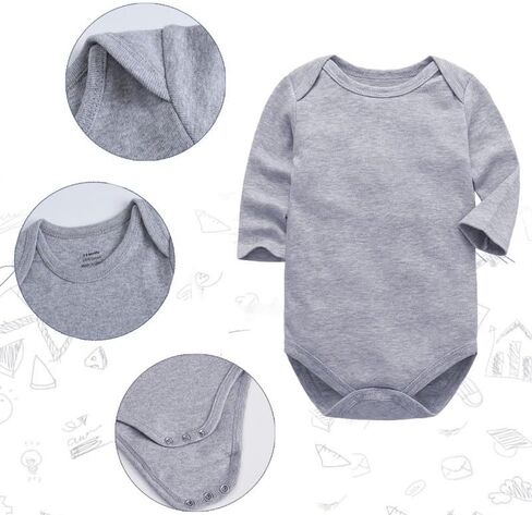 بدلة قطعة واحدة من القطن بأكمام طويلة للجنسين من CuteOn Baby ذات ياقة مدورة سادة in Kuwait