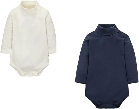 CuteOn Baby Unisex Cotton Long-Sleeve Bodysuits Solid Turtleneck Onesies in Saudi Arabia