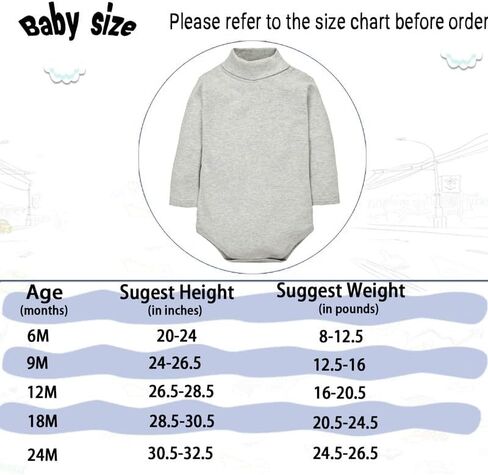 CuteOn Baby Unisex Cotton Long-Sleeve Bodysuits Solid Turtleneck Onesies in Saudi Arabia