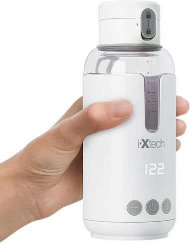 سخان مياه محمول من IXTECH لتركيبة الأطفال، الحليب، 8 أونصة، تسخين كهربائي مع تحكم في درجة الحرارة قابل للتعديل، صنبور مقاوم للتسرب، قابل لإعادة الشحن ولاسلكي in Kuwait