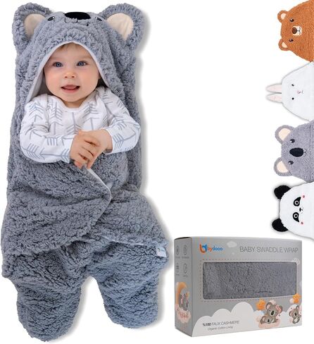 Baby Swaddle Blanket Bear 0-6 Months Cute Organic Ultra Soft Plush NewBorn Baby Essentials Must Have Infants Girls Boys Gender Neutral Stuff, Registry Gift Receiving Swaddling Wrap Clothes Shower Gift in Saudi Arabia