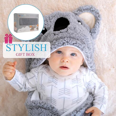 Baby Swaddle Blanket Bear 0-6 Months Cute Organic Ultra Soft Plush NewBorn Baby Essentials Must Have Infants Girls Boys Gender Neutral Stuff, Registry Gift Receiving Swaddling Wrap Clothes Shower Gift in Saudi Arabia