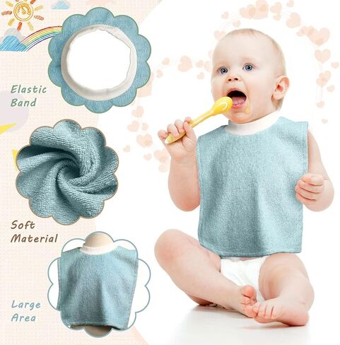 Foaincore 3 Pieces Full Coverage Toddler Bibs Pullover Baby Bibs Absorbent Cotton Terry Towel Toddler in Saudi Arabia
