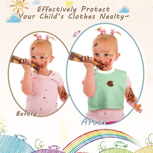 Foaincore 3 Pieces Full Coverage Toddler Bibs Pullover Baby Bibs Absorbent Cotton Terry Towel Toddler in Saudi Arabia
