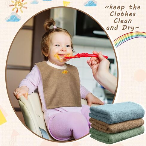 Foaincore 3 Pieces Full Coverage Toddler Bibs Pullover Baby Bibs Absorbent Cotton Terry Towel Toddler in Saudi Arabia