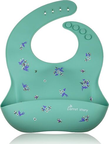 Carrot story 100% Silicone Pocket Baby Toddler Bibs, Waterproof Washable Bibs, BPA Free, Microwave/Dishwasher Safe, Set of 2 in Kuwait