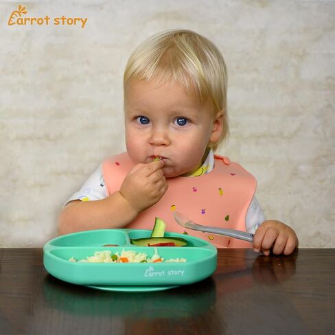 Carrot story 100% Silicone Pocket Baby Toddler Bibs, Waterproof Washable Bibs, BPA Free, Microwave/Dishwasher Safe, Set of 2 in Kuwait