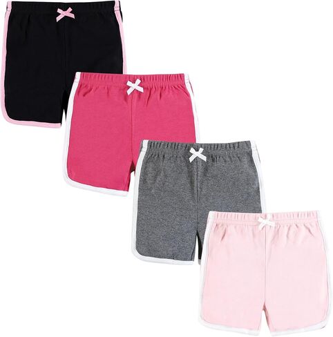 Hudson Baby Unisex Baby and Toddler Shorts Bottoms 4-Pack, Pink Black, 3-6 Months in Saudi Arabia