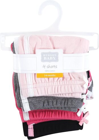 Hudson Baby Unisex Baby and Toddler Shorts Bottoms 4-Pack, Pink Black, 3-6 Months in Saudi Arabia