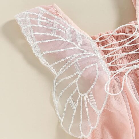 CREAIRY Baby Girl Butterfly Wings Short Sleeve Romper Dress Lace Tulle Tutu Dress Bodysuit Jumpsuit Birthday Summer Outfits in Saudi Arabia