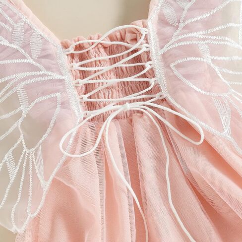 CREAIRY Baby Girl Butterfly Wings Short Sleeve Romper Dress Lace Tulle Tutu Dress Bodysuit Jumpsuit Birthday Summer Outfits in Saudi Arabia