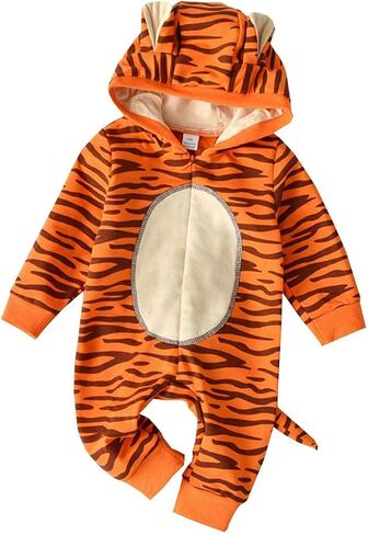Noubeau Newborn Baby Girl Boy Halloween Cosplay Cartoon Clothes Fox Coat Fur Bodysuit Jumpsuit Hooded Playsuit Romper in Kuwait