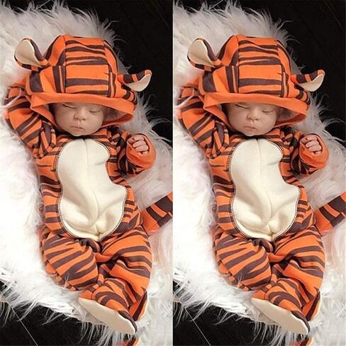 Noubeau Newborn Baby Girl Boy Halloween Cosplay Cartoon Clothes Fox Coat Fur Bodysuit Jumpsuit Hooded Playsuit Romper in Kuwait