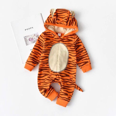 Noubeau Newborn Baby Girl Boy Halloween Cosplay Cartoon Clothes Fox Coat Fur Bodysuit Jumpsuit Hooded Playsuit Romper in Kuwait