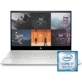 HP ENVY 13-13.99 Inches Thin Laptop w/ Fingerprint Reader, 4K Touchscreen, Intel Core i7-8565U, NVIDIA GeForce MX250 Graphics, 16GB SDRAM, 512GB SSD, Windows 10 Home (13-aq0044nr, Natural Silver) in Saudi Arabia