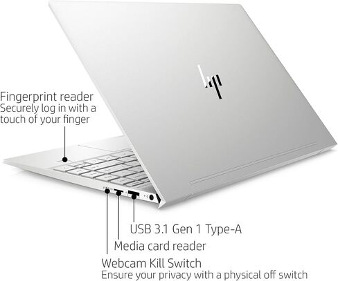 HP ENVY 13-13.99 Inches Thin Laptop w/ Fingerprint Reader, 4K Touchscreen, Intel Core i7-8565U, NVIDIA GeForce MX250 Graphics, 16GB SDRAM, 512GB SSD, Windows 10 Home (13-aq0044nr, Natural Silver) in Saudi Arabia