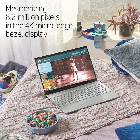 HP ENVY 13-13.99 Inches Thin Laptop w/ Fingerprint Reader, 4K Touchscreen, Intel Core i7-8565U, NVIDIA GeForce MX250 Graphics, 16GB SDRAM, 512GB SSD, Windows 10 Home (13-aq0044nr, Natural Silver) in Saudi Arabia