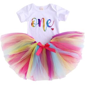 Baby Girl Unicorn Outfit Infant Sparkle 1st Birthday Romper+Tutu Princess Skirt Dress Bow Headband Skirt Sets in Saudi Arabia