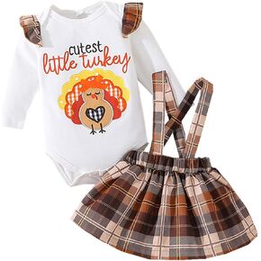 Guodeunh My First Thanksgiving Newborn Baby Girl Outfits Long Sleeve Turkey Romper Tulle Tutu Skirt Bow Headband