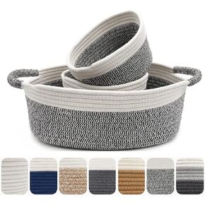 Cotton Rope Storage Basket, 1 Big Cotton Storage Basket + 2 Small Rope Basket, Nursery Storage Bin for Organizing Baby Diaper
