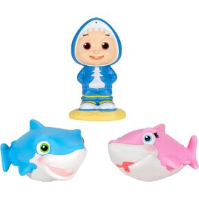 CoComelon Official Bath Squirters, Featuring JJ Character Toy (4" Tall) and 2 Sharks (4" Wide), Bath Time Fun Playset - Character Toys for Babies, Toddlers, and Kids in Kuwait