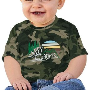 تي شيرت Happy Camper للأطفال الصغار، تي شيرت مضحك لطيف للتخييم في الهواء الطلق، تي شيرت برسوم جرافيك للجنسين بأكمام قصيرة للمشي لمسافات طويلة in Saudi Arabia