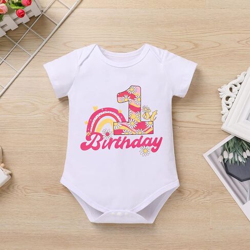 IBTOM CASTLE Baby Girl One Year Old Birthday Floral Lace Party Cake Smash Romper+Tutu Skirt Set+Crown Photo Shoot Clothes in Kuwait