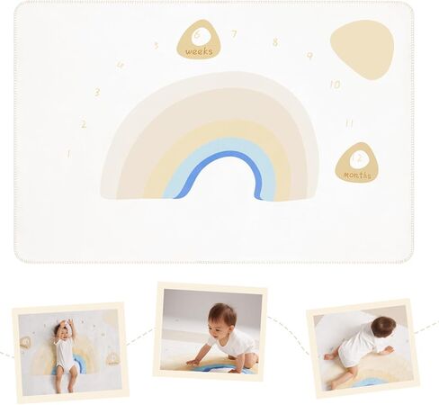 bc babycare بطانية مايلستون الشهرية مقاس 40 × 60 بوصة، خلفية تصوير لحديثي الولادة إلى طفل صغير مع بطانية أشهر قوس قزح للأطفال، بطانية مايلستون للأطفال من عمر 1 إلى 12 شهرًا طفلة وصبي in Kuwait