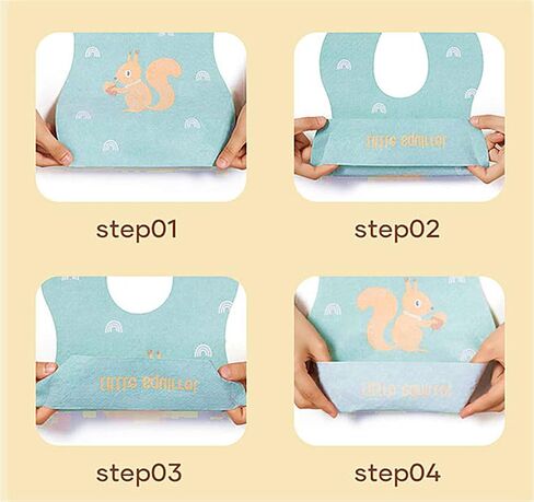 LafaVida 60 Pack Disposable Bibs for Babies and Toddlers with Food Catcher - 6 Popular Cartoon Patterns - Waterproof and Skin-friendly - Suitable for Toddlers,feeding,traveling,outdoor Use in Saudi Arabia