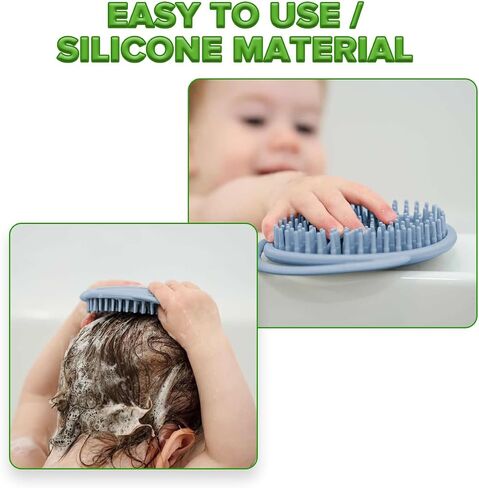 haakaa Silicone Shampoo Brush - Cradle Cap Brush Comb - Baby Hair Scrubber - Baby Bath Essentials - 1pk-Pea Green in Saudi Arabia