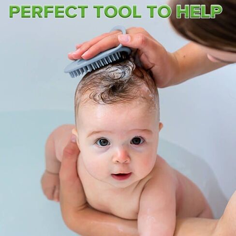 haakaa Silicone Shampoo Brush - Cradle Cap Brush Comb - Baby Hair Scrubber - Baby Bath Essentials - 1pk-Pea Green in Saudi Arabia