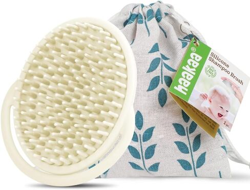 haakaa Silicone Shampoo Brush - Cradle Cap Brush Comb - Baby Hair Scrubber - Baby Bath Essentials - 1pk-Pea Green in Saudi Arabia