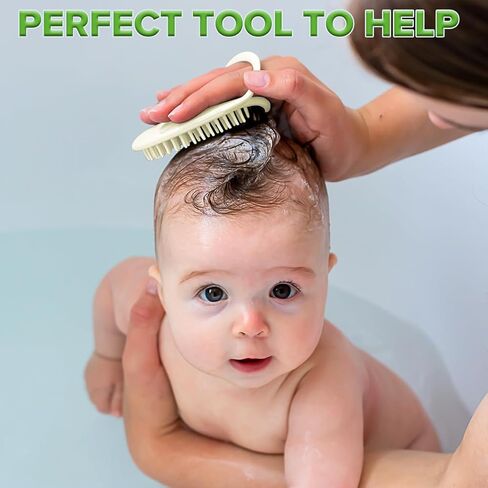 haakaa Silicone Shampoo Brush - Cradle Cap Brush Comb - Baby Hair Scrubber - Baby Bath Essentials - 1pk-Pea Green in Saudi Arabia