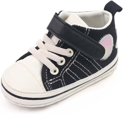 Baby Girls Boys Canvas Shoes Infant Soft Anti-Slip Sole Newborn First Walkers Star High Top Unisex Toddler Denim Sneaker in Saudi Arabia