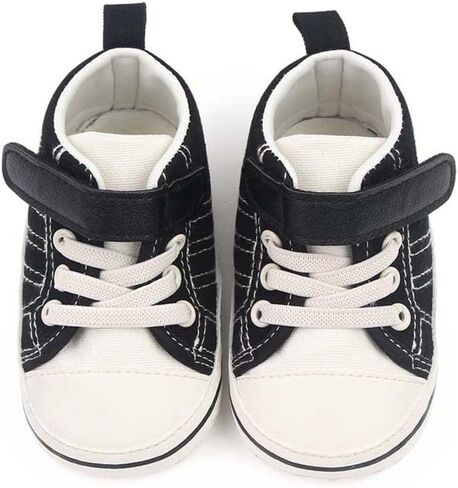Baby Girls Boys Canvas Shoes Infant Soft Anti-Slip Sole Newborn First Walkers Star High Top Unisex Toddler Denim Sneaker in Saudi Arabia