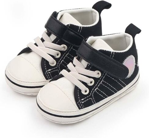 Baby Girls Boys Canvas Shoes Infant Soft Anti-Slip Sole Newborn First Walkers Star High Top Unisex Toddler Denim Sneaker in Saudi Arabia