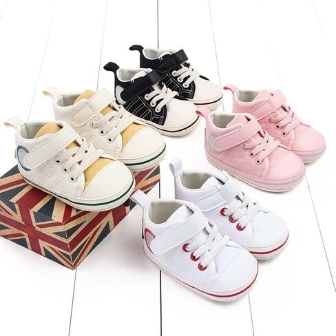 Baby Girls Boys Canvas Shoes Infant Soft Anti-Slip Sole Newborn First Walkers Star High Top Unisex Toddler Denim Sneaker in Saudi Arabia